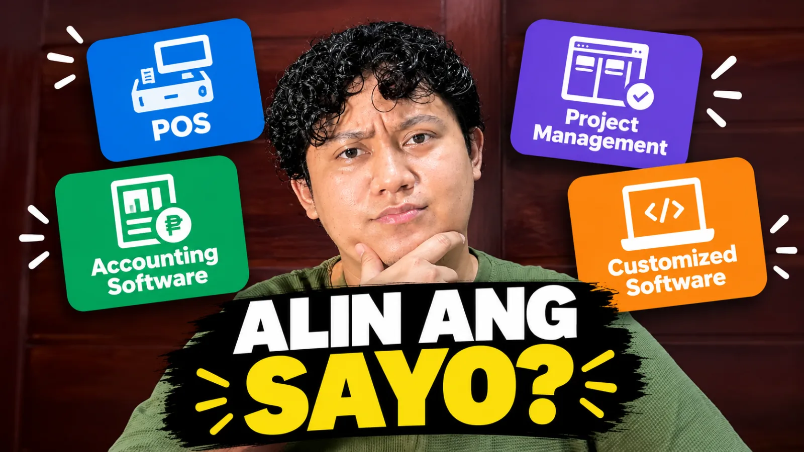 this is the thumbnail image, text: Alin Sayo with 4 options